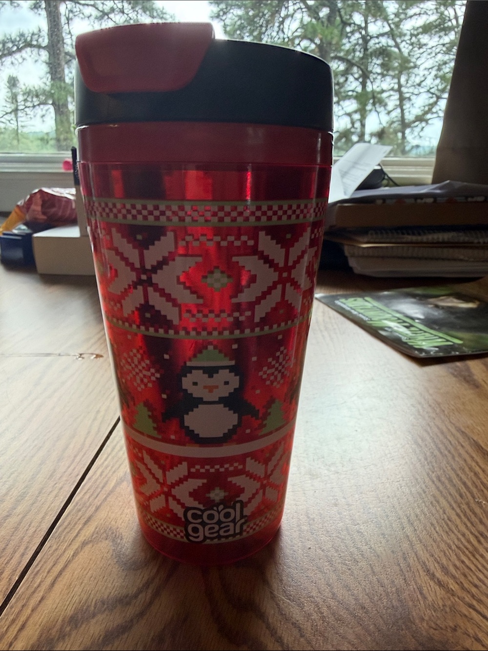 Cool Gear Red Holiday Penguin Travel Tumbler